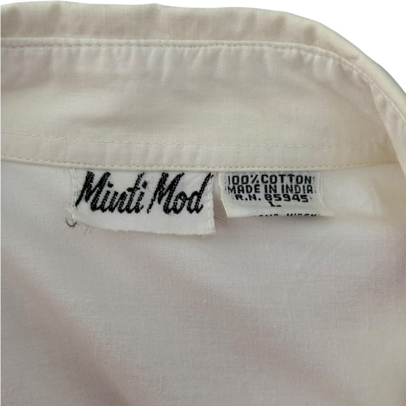 Vintage Pearl Embellished Shirt Size L White Cotton Button Up Down 80s 90s - Picture 6 of 8